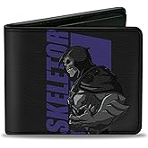 Buckle-Down Masters of the Universe Wallet, Bifold, Masters of the Universe He Man and Skeletor Text Poses Black, Vegan Leather