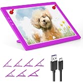 XVV A4 Light Pad,Rechargeable Tracing Light Board with Stand, 2 Magnets, 3 Color Modes and 8 Levels of Brightness Adjustable Light up Box for Drawing,Diamond Art, Sketching, Tracing and Animation
