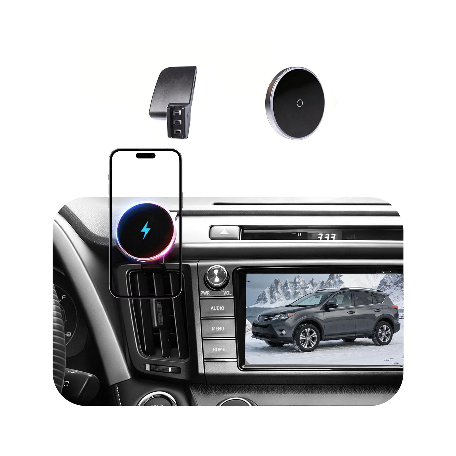 AAGJJ Phone Mount for Toyota RAV4 (2013-2018), 15W Wireless Car Charger, Magnetic Phone Holder, Dashboard Hands Free Mobile Holder, 360° Adjustable, 2014 2015 2016 2017 Rav4 Interior Accessories
