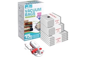 Vacuum Bags for Travel with USB and TYPE C Pump, 15 Pack Carry-on Size Compression Packing Bags for Luggage and Suitcase, Spa