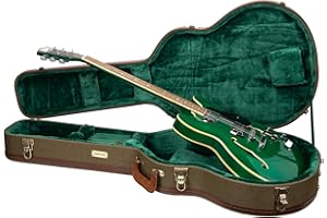 Crossrock Master Series 335 Style 6-String Semi-Hollow Electric Guitar Case | Olive Green Tweed Exterior, Re-Engineered Wooden Shell, Leather Handle & Forest Green Velvet Interior(CRW720SAOG)