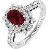 1 1/4 Carat Oval Shape Ruby and Round Diamond Engagement Ring in 10K Gold