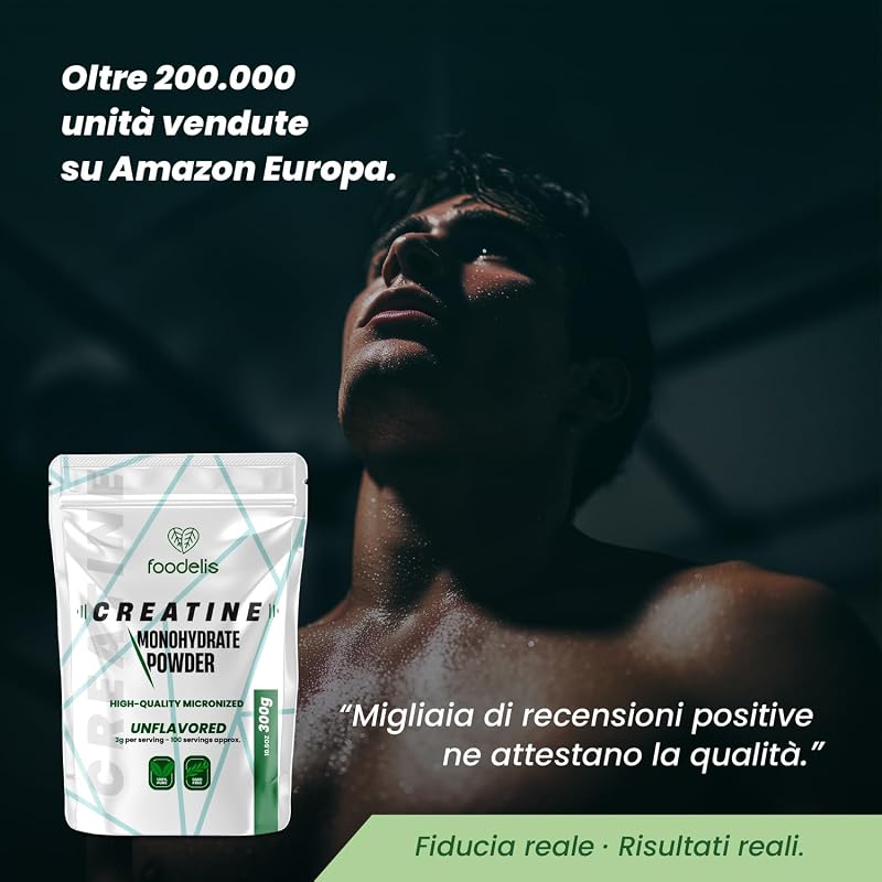Creatina Monoidrato Micronizzata in Polvere 1 kg, 333 Dosi | 100% Creatina Monoidrato | Senza Sapore | Alta Solubilità, Misurino Incluso