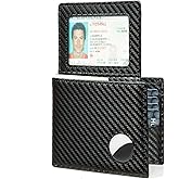 Huztencor AirTag Wallet Minimalist Front Pocket Mens Wallet for Apple Air Tag Carbon Black