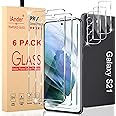 iAnder 3 Pack Glass Screen Protector for Galaxy S21, 3 Pack Camera Lens Protector with Easy Installation Tray, Supports Fingerprint Sensor, HD Retina Clarity, Case Friendly