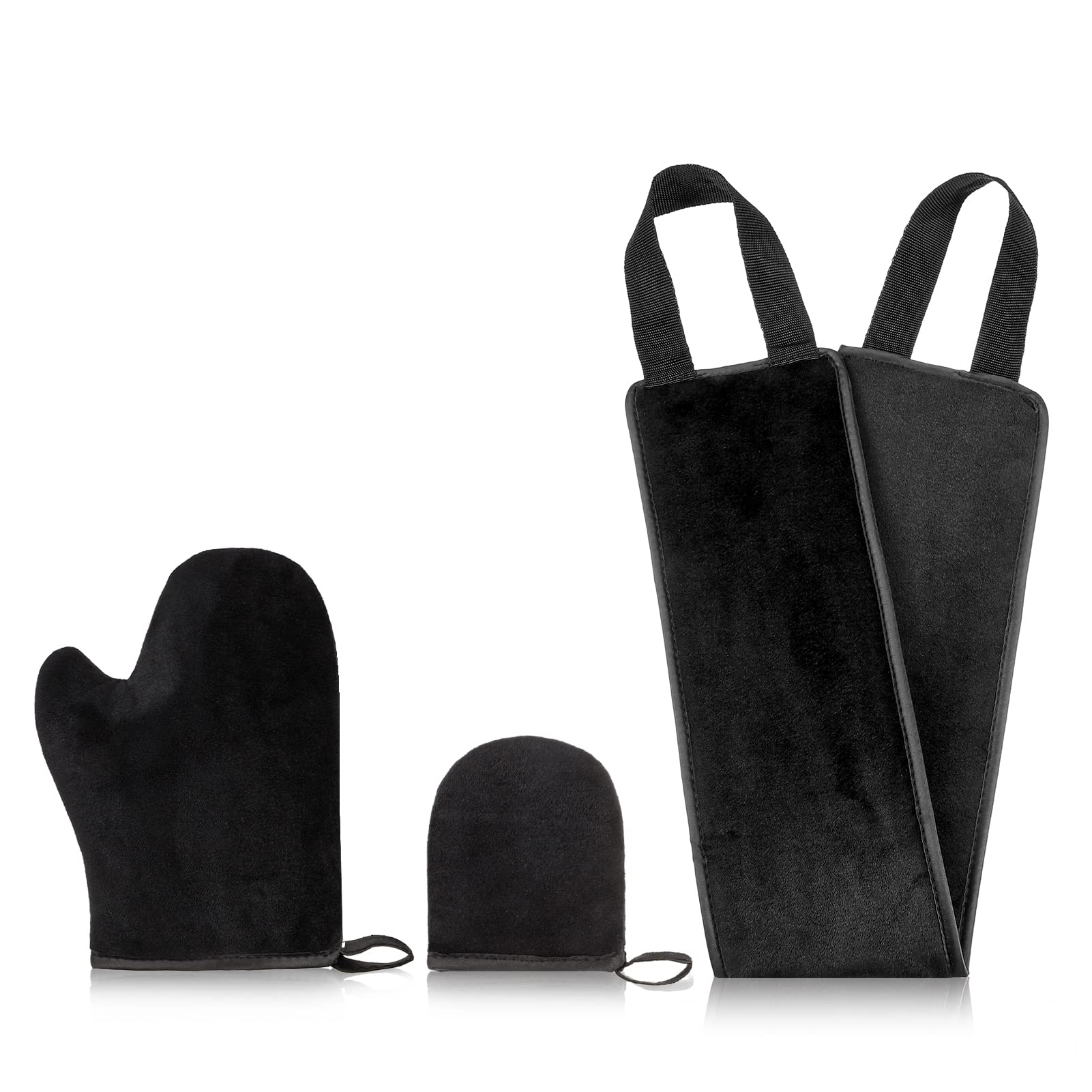 3 in 1 Self Tanning Mitt Set,Tan Mitt Applicator Reusable Tanning Glove for Self Tan Back Applicator(black)