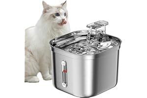 Homtyler Cat Water Fountain, Stainless Steel Pet Water Fountain for Cats Inside, 3 Filters&Ultra-Quiet Pump, 2.2L/73oz Automatic Dog Dispenser Water Bowl, Multiple Pets Water Fountain