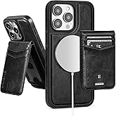 SkyEagle for Compatible Magsafe Magnetic 2 in 1 Detachable iPhone 13 Pro Max Wallet Case with Card Holder,for Women Men,PU Leather RFID Blocking Credit Slots Kickstand,for Apple 13 Pro Max,Black