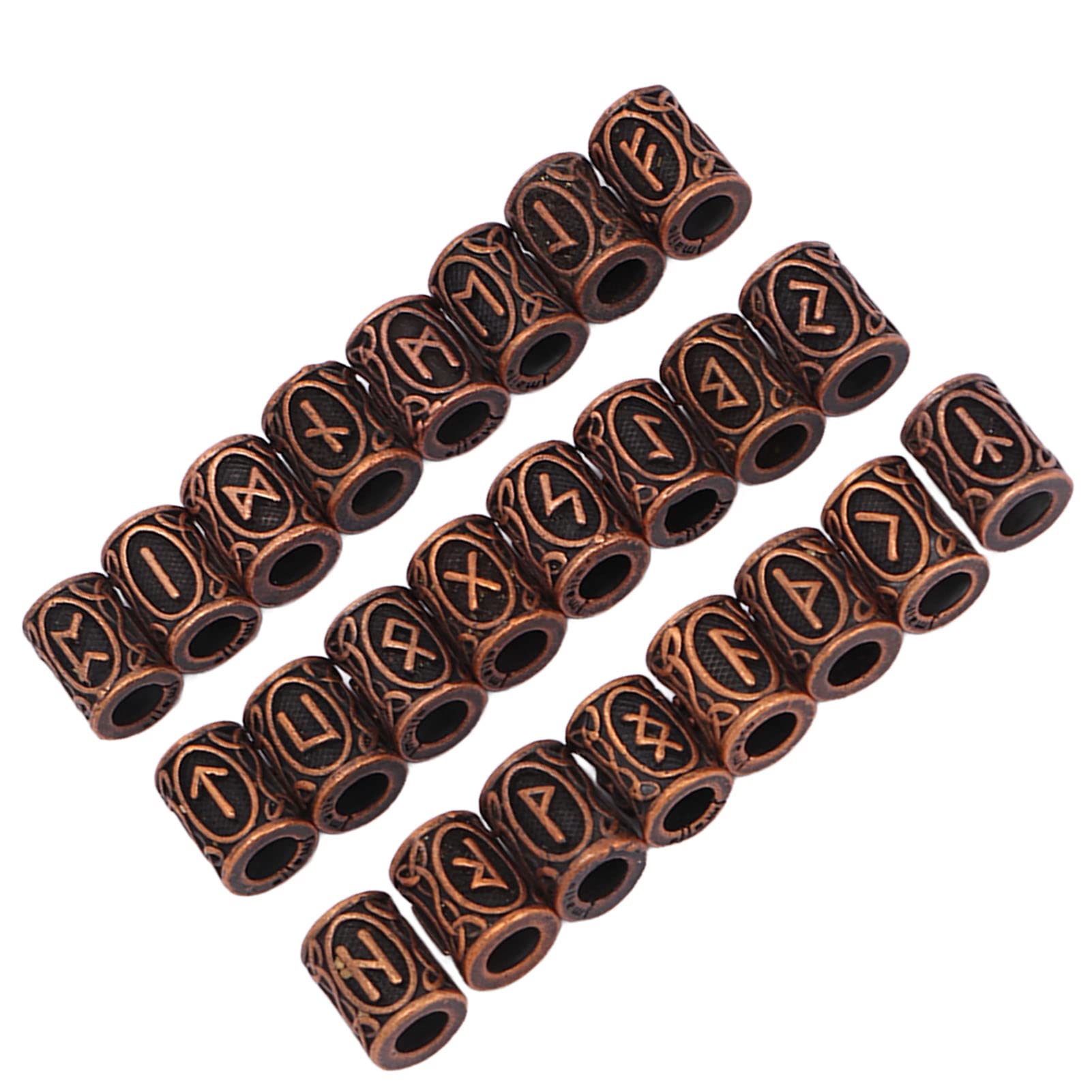 Tube Spacer Beads 24 PCS Antique Copper Hair Beads Vintage Large Hole Metal Braiding Tube Beads for DIY Jewelry Hair Decoration
