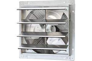 iLiving - 16" Wall Mounted Exhaust Fan - Automatic Shutter - Variable Speed - Vent Fan For Home Attic, Shed, or Garage Ventilation, 1200 CFM, 1800 SQF Coverage Area (Power Cord Not Included)