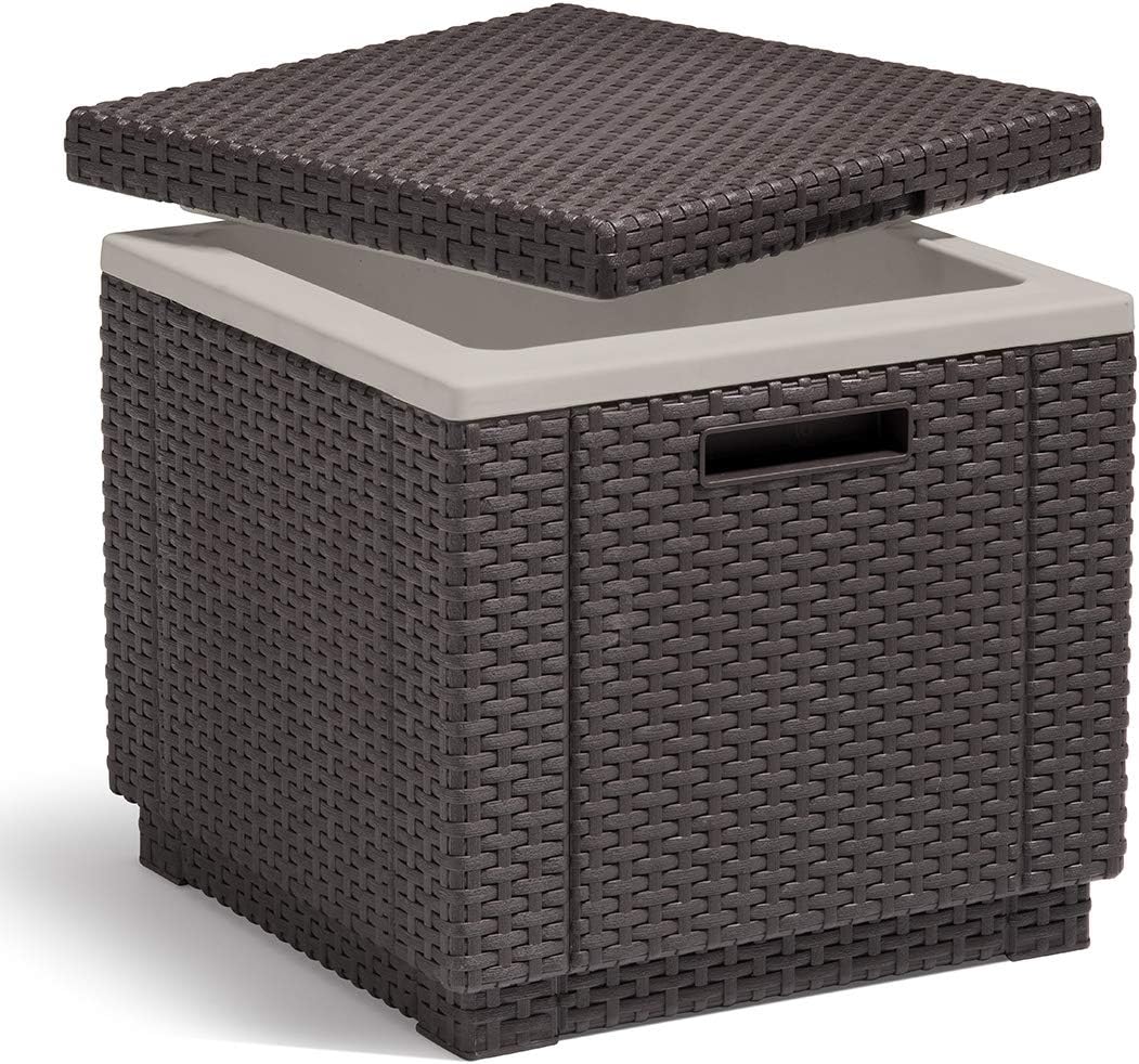 KETER Ice Cube Beer and Wine Cooler Table Perfect for Your Patio, Picnic, and Beach Accessories, Brown : Garden & Outdoor