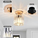 ANWIO Gold Crystal Ceiling Light E27 13.5cm Modern Semi Flush Fixture view 7