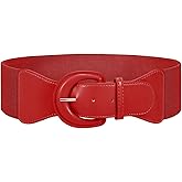 JASGOOD Women Retro Wide Elastic Belt Stretchy Waist Belt, Vintage Chunky Buckle Belts for Dress,Yellow