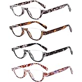 4 Pairs of Colorful Fashion Half Moon Frame Reading Glasses Spring Hinge Male and Female Readers