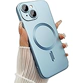 ankofave Magnetic Case for iPhone 14 Phone Case for Women/Men, Shockproof Matte Luxury Soft Metallic Luster Design with Full Camera Lens Protector, Compatible with Magsafe Case for iPhone 14 6.1"-Blue