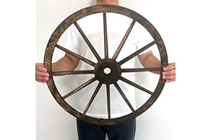 linsuo Wood Wagon Wheel,Western Party Decorations for Bar, Garage, Coffee Shop, Studio Cowboy Party Decorations, Home Garden 