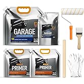 DWIL Garage Floor Epoxy Kit &ndash; Light Gray, 250sqft for Concrete | With primer, low odor, low-VOC. Self-leveling formula covers 250 sq.ft. Includes tools. Glossy, stain-resistant finish.