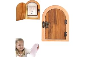 ENGUGU Fairy Door Outlet Cover Plate, Baby Proof Outlet Covers, Child Proof Light Switch Guard, Handmade Wooden Interior Electrical Outlet Switch Covers, Protects Children and Pets (A1)