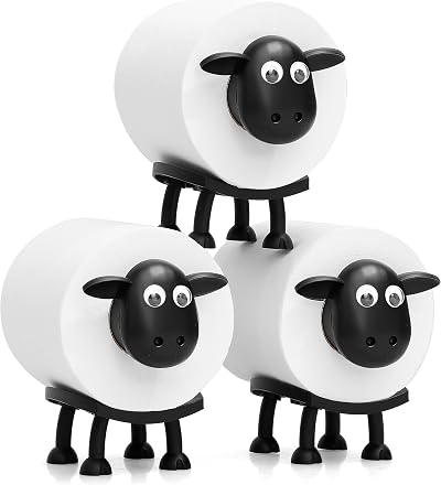 VELENTI Sheep Toilet Roll Holder - 3D Printed Black Sheep Bathroom Set