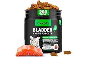OKKÖBI Bladder Chews for Cats UTI - Cat Urinary Tract Support with Cranberry & D-Mannose - Soft Bites for Feline Bladder & Kidney Health Prevention, Salmon - 200 Count