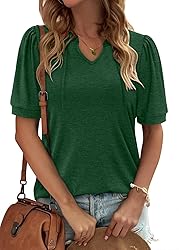 KISSMODA Women's Tunic Tops Casual V Neck Short