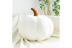 Lewrwet Pumpkin Pillows - Pumpkin Throw Pillow - Simulated Pumpkin Pillow - Halloween Pumpkin Decorative Pillow for Home Decor Party Favors (White, 11 in)