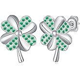 Four Leaf Clover Earrings 925 Sterling Silver St Patricks Day Earrings Clover Earrings Lucky Four Leaf Clover Earrings Jewelry Gifts for Women