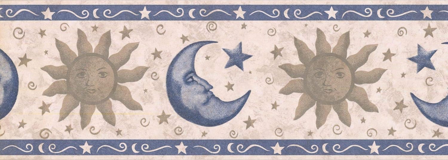 7 In X 15 Ft Prepasted Wallpaper Borders Sun Moon And Star Wall Paper Border Cs8732b Amazon Com