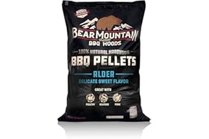 BEAR MOUNTAIN PREMIUM BBQ WOODS Bear Mountain All Natural Wood Pellets for Smoker, Grill & BBQ, 20 Lbs, Alder