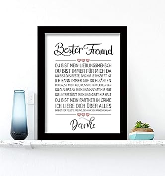 Close Up Bester Freund Danke Zitate Poster Deko Geschenk Zum Geburtstag Weihnachten Jeden Tag 30 X 40 Cm Premium Qualität Mit Schwarzem