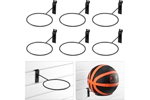 Gisafai 6 Pcs Basketball Holder Wall Mmount Slatwall Metal Ball Storage Multi Function Ball Holder Universal Basketball Displ