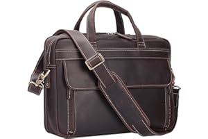 TIDING Leather Briefcase for Men, 15.6 Inch Laptop Messenger Bag with Removable Laptop Sleeve for Work Business Travel