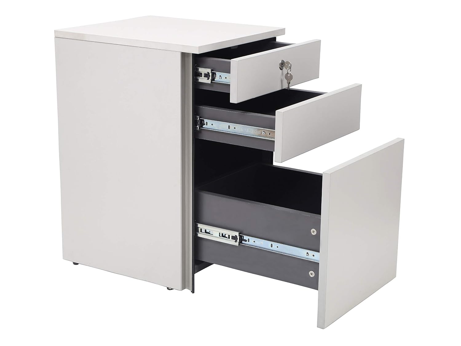 Unimaple 3 Drawer Wooden File Cabinet Single Drawer Lock For