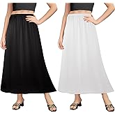 Girstunm 2 Pcs Women's Half Slips for Under Dresses Satin Skirt Extenders Anti-Static Petticoat Cosplay Underskirt