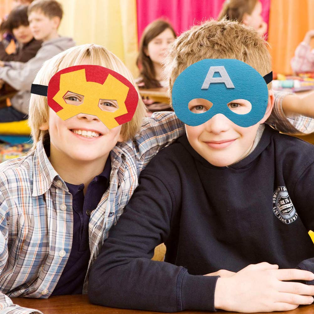 VGoodall Superhero Masks, 35 Pcs Different Superhero Party Masks Children Masquerade Cosplay Eye Masks for Ages 3-Plus Fancy Dress Up Costume Birthday Cosplay Halloween Party Gifts