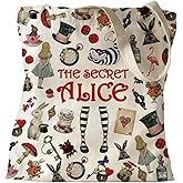 ZHANTUONE Fairy Tale Funny Canvas Large Shopping Capacity Grocery Tote Bag, Reusable with Zipper Inner Pockets, Gifts for Friends Coworker Bestie, Movie Lover Fairy Tale Fans