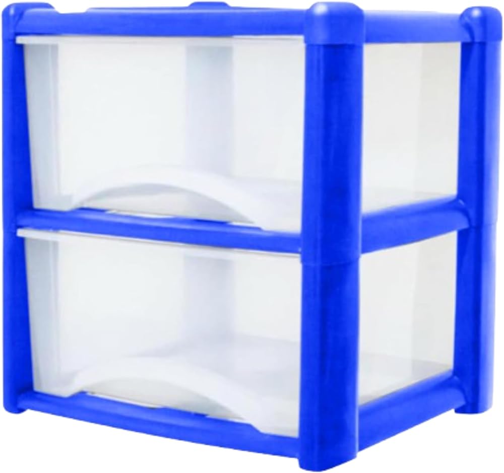 Neat. 2-Drawer See-Through Plastic Storage Unit Blue 40x39x39 cm