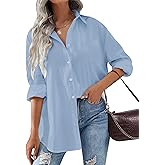 IPMQ Womens Button Down Dress Shirts Long Sleeve Wrinkle Free Blouses Work Office Shirt with Pocket