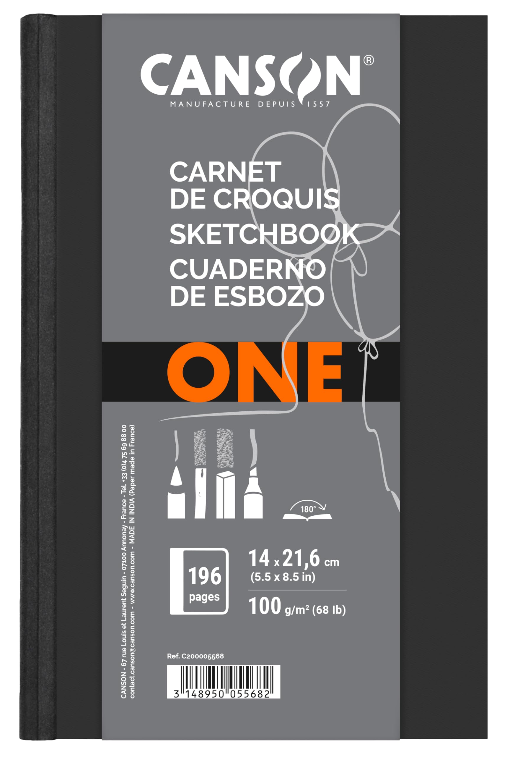 Canson Art Book One Notebook with tranchefile Drawing paper 100 sheets 100g 14 x 21,6 cm White