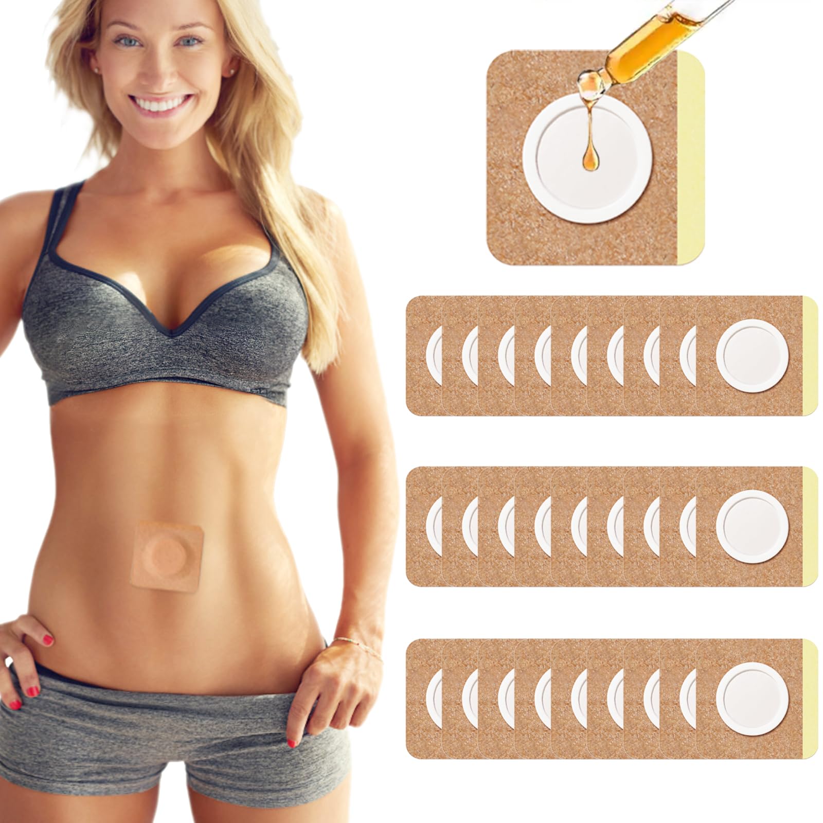 Photo 1 of 36Pcs Castor Oil Pack Wrap, Organic Cotton Castor Oil Patches for Belly Button, Disposable Self-Adhesive Pads, Portable Anti Leakage No Wash Kit