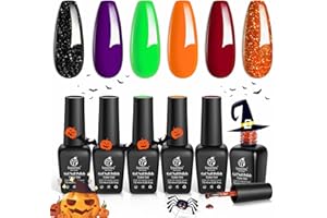 BEETLES GEL POLISH Beetles Gel Nail Polish Set, Hocus Pocus Collection Orange Green Purple Black Glitter Gel Polish Set Soak Off Nail Lamp Uv LED Cured Nail Art Design Manicure Gift Holiday