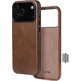 Le Pelle - Handcrafted Premium Italian Leather Case for iPhone 17 Pro Max - [Built-in Camera Control] - Compatible with Magsafe - Two-Tone Effect with Unique Patina Over Time - Cocoa Brown