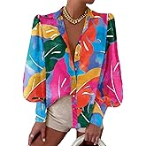 EVALESS Womens Tops Button Down Shirts Print Long Sleeve Blouses for Women Fashion 2025