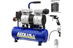 AEOLUS A Ultra Quiet Air Compressor, 65dB, Oil-Free, Quick Couplers,115PSI, Portable Electric for Car and Bike Tires, Nail Gu
