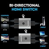 SABRENT HDMI Switch 2 in 1 Out 4K 60Hz Bi-Directional Aluminium DA-HSW2 view 3