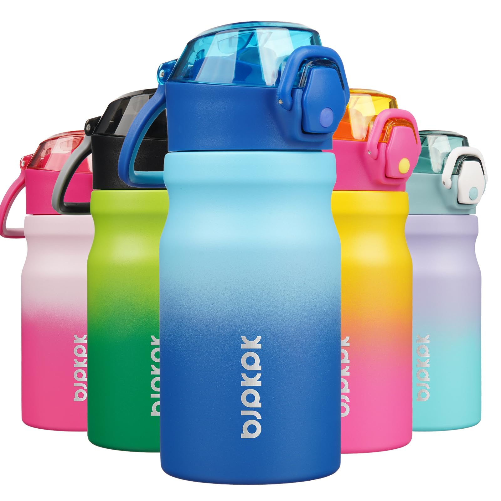 Photo 1 of BJPKPK 14oz Insulated Water Bottle With Straw Stainless Steel Double Wall Water Bottles BPA Free Leak Proof Thermo With Lockable Flip Lid And Soft Silicone Spout,Sky