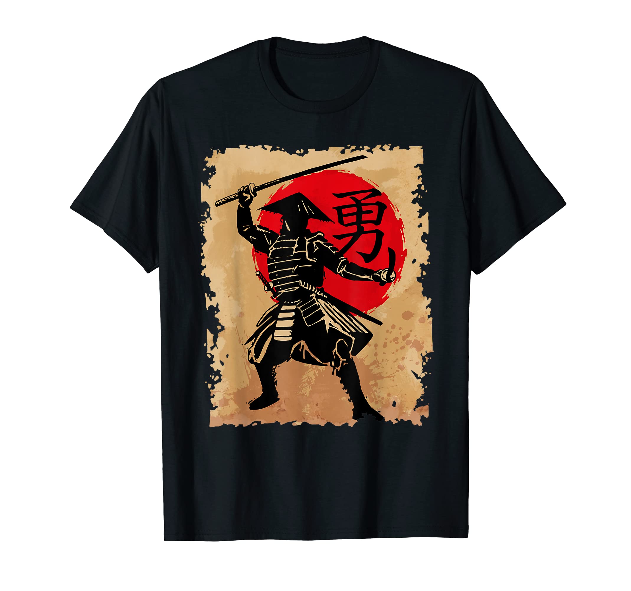 Japanese Samurai Tee Papyrus Sun Japan Calligraphy Bushido T-Shirt