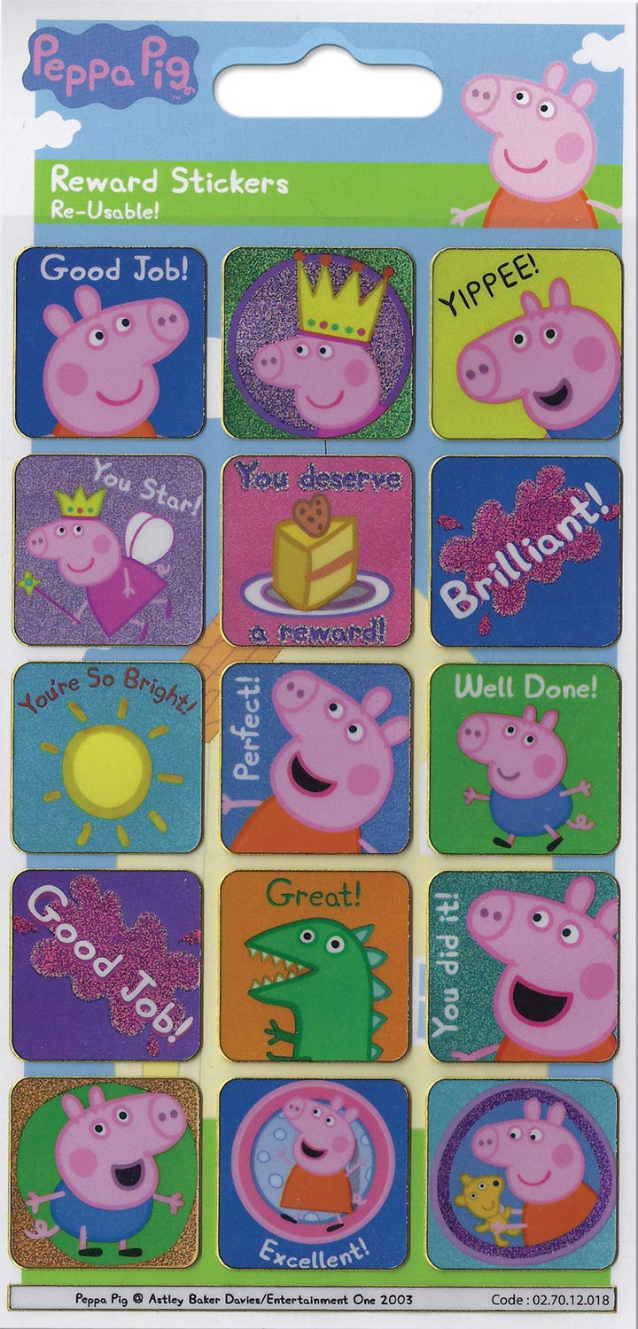 Paper Projects 01.70.12.018 Peppa Pig Sparkly Reusable Reward Stickers, 19.5cm x 9.5cm, Multicolour