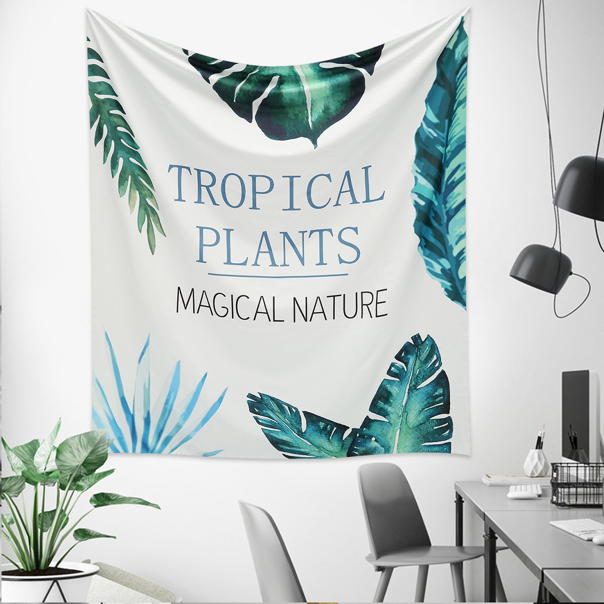 Jeteven Tapisserie Murale Mandala Tenture Tapisserie Hippie Couverture Pique-Nique Nappe Tapisserie Indienne (Tropical Plants 150 x 130cm)