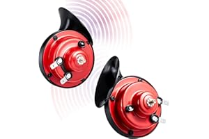 Ouffun Super Loud Waterproof Dual Horns, 12V 300DB, Universal Fit Kit for Cars, Motorcycles, Trucks, Trains & Boats (2 PCS)